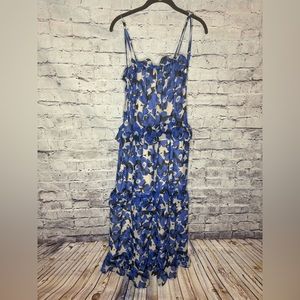 Small Who What Wear blue floral maxi dress with tie straps